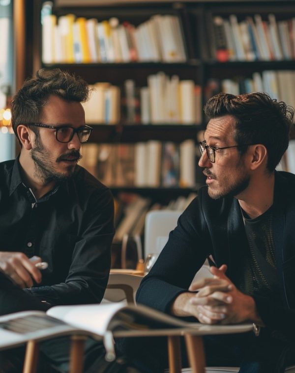 Two people talking to each other